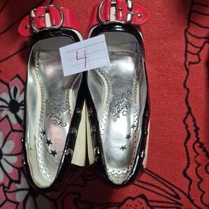 Stylish Black and Red Women's Shoes Peek-a-boo Toe And Size 9.5 One Mark On Side